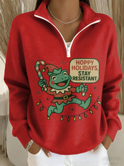 Women's Merry Resistmas Portland Frog Printed Sweatshirt
