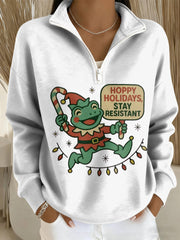 Women's Merry Resistmas Portland Frog Printed Sweatshirt