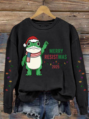 Women's Merry Resistmas Portland Frog Printed Sweatshirt