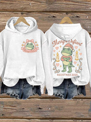 Women's Merry Resistmas Portland Frog Printed Hoodie