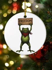 Merry Resistmas Portland Frog Printed Acrylic Decorative Ornament