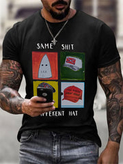 Men's Same Shit Different Hat Printed Casual T-shirt