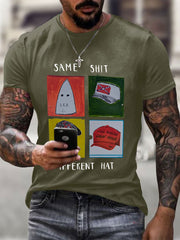 Men's Same Shit Different Hat Printed Casual T-shirt