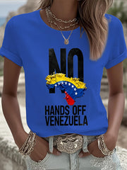 Women's Hands Off Peace No War Printed T-Shirt