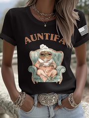 Women's Aunt Tifa Frog Print Casual T-shirt