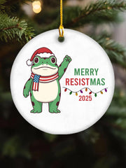 Merry Resistmas Portland Frog Printed  Acrylic Decorative Ornament