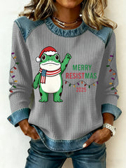 Women's Merry Resistmas Portland Frog Printed Sweatshirt