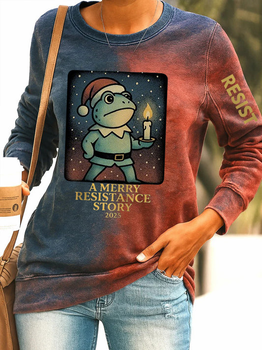 Women's Merry Resistmas Portland Frog Printed Sweatshirt