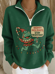 Women's Merry Resistmas Portland Frog Printed Sweatshirt