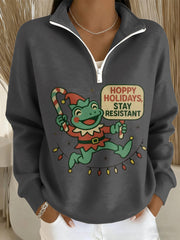Women's Merry Resistmas Portland Frog Printed Sweatshirt