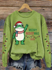 Women's Merry Resistmas Portland Frog Printed Sweatshirt