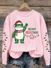 Women's Merry Resistmas Portland Frog Printed Sweatshirt