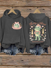 Women's Merry Resistmas Portland Frog Printed Hoodie