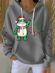Women's Merry Resistmas Portland Frog Printed Hoodie