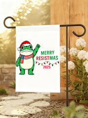 Merry Resistmas Portland Frog Printed Garden Flag