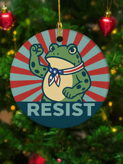 Merry Resistmas Portland Frog Printed Acrylic Decorative Ornament