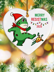 Merry Resistmas Portland Frog Printed Acrylic Decorative Ornament