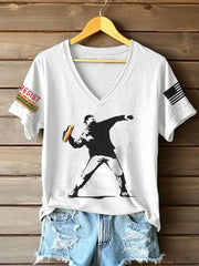 Women's Funny Sandwich Guy Resist 8647 Printed T-shirt