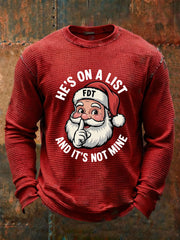 Men's Santa Claus FDT Waffle Print Casual T-Shirt