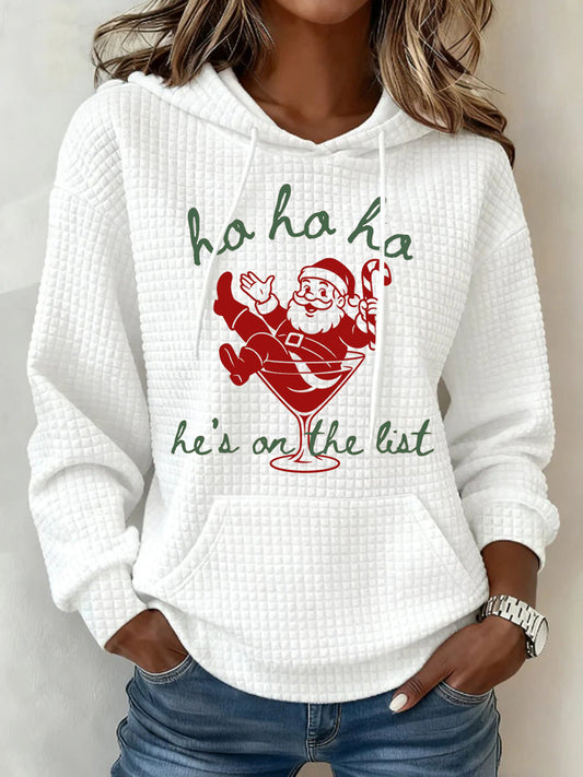 Women's He's On The List Small Checkered Hoodie