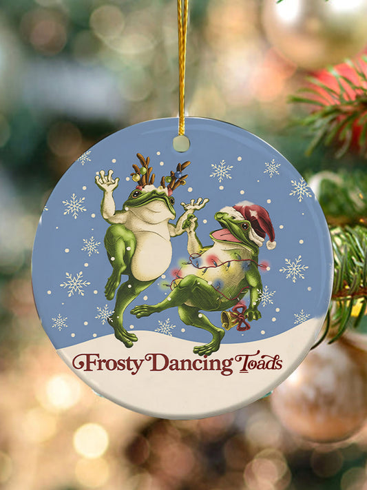 Frosty Dacing Toads Christmas Tree Pendant
