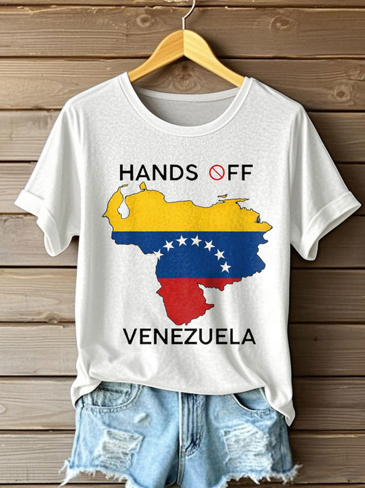 Women's Hands Off Peace No War Printed T-Shirt