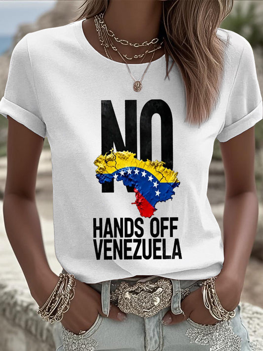 Women's Hands Off Peace No War Printed T-Shirt