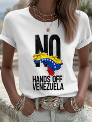 Women's Hands Off Peace No War Printed T-Shirt