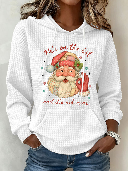 Women's Christmas FDT Waffle Print Casual Hoodie