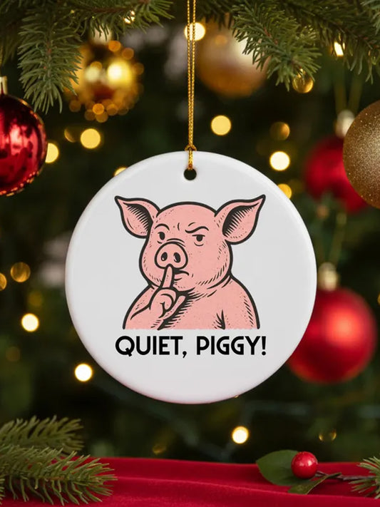 Quiet Piggy Resist Printed Acrylic Decorative Ornament